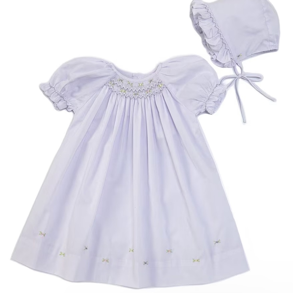 Petit Ami Baby Girls Smocked Dress - Lavender - 3M